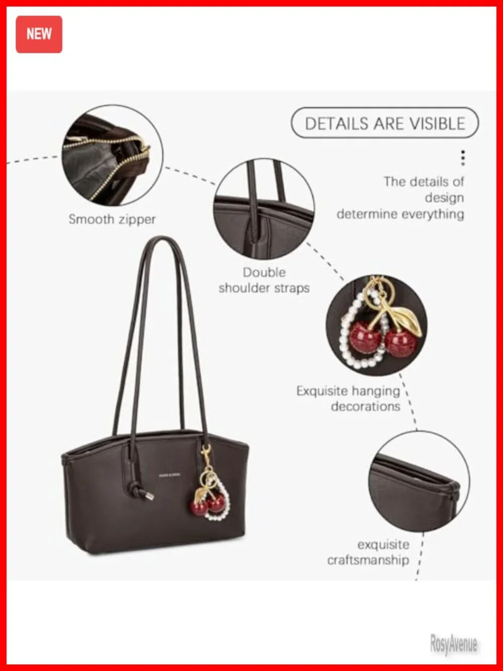 Faux Leather Tote Bag for Women Hobo Purse Crossbody Shoulder Bag with Cherry